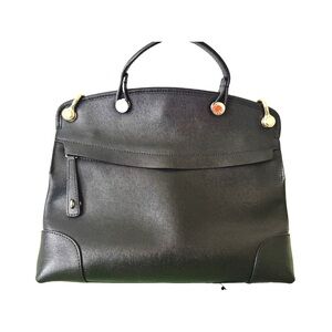 Furla Black Satchel with Gold Accents